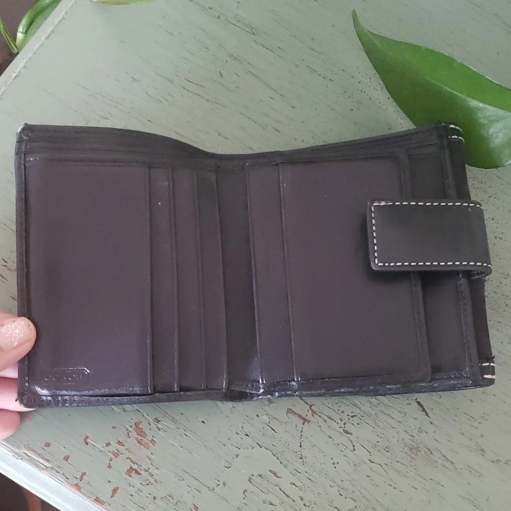 Coach Black Monogram Canvas Leather Wallet - Picture 5 of 7